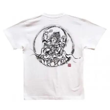 手描きTシャツ 仏画 愛染明王 白 (半袖 XLサイズ)【1615487】