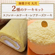 2種のケーキセット(スフレロールケーキ・レアチーズケーキ)