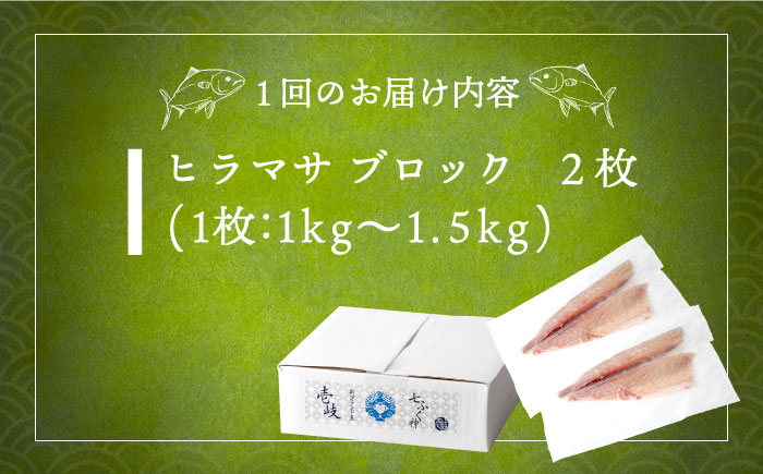 【全6回定期便】ヒラマサ半身 お刺身ブロック 2枚 （1尾分） 刺身 フィレ ヒラマサ 定期便 [JDT043] 324000 324000円
