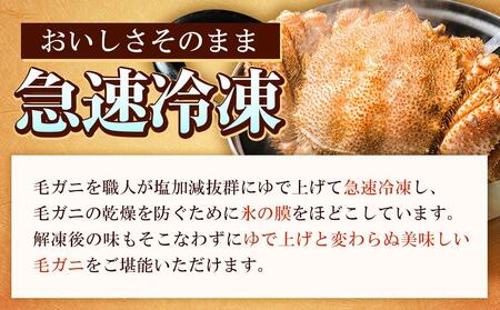 先行予約【厳選三特品】北海道産近海毛ガニ650g前後×2尾 2025年9月上旬発送開始予定【 毛がに 北海道 かに 蟹 かにみそ 小分け 毛蟹 八雲 海産物 魚介類 水産物応援 水産物支援   】