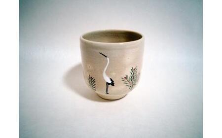 【伝統工芸品 清水焼】湯呑み 「立鶴・ひのき」（湯呑 伝統工芸湯呑み 湯呑）