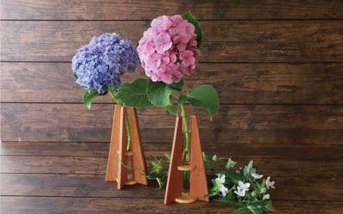 フラワーベース(一輪挿し) 大 (さきやま木工/010-1681) 一輪挿し 花瓶 花器 花入れ 花生け フラワーベース おしゃれ 試験管 ガラス 木製 インテリア 小物 インテリア小物 シンプル か