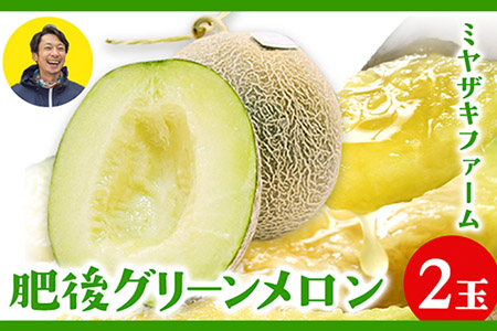 【先行予約】「ミヤザキファーム」 肥後グリーンメロン2玉 糖度14度以上(14度-17度) 熊本県氷川町産《6月中旬-6月末頃出荷》