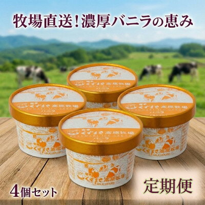 【ふるさと納税】【毎月定期便】くずまき高原牧場 アイスクリーム4個セット【バニラ味】全12回【配送不可地域：離島】【4078425】