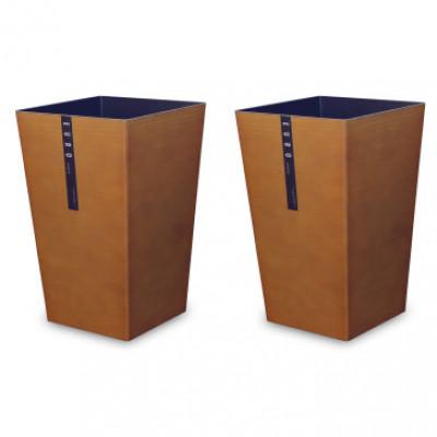 ふるさと納税 かつらぎ町 ユーロスタイルBOX M角 チーク 6.7L 2個組 場所を取らない角型の木目調ゴミ箱