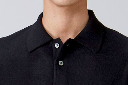 日本製 カシミヤ100% ポロセーター 黒 Sサイズ [2557]