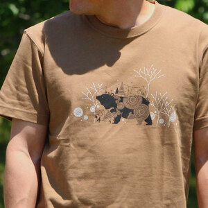 かめいち堂 ちょっと厚めのツキノワグマのTシャツ Lサイズ 選べる サイズ 半袖 綿100% コットン オリジナルデザイン プリントTシャツ おしゃれ 男女兼用 メンズ レディース 服 ファッション 