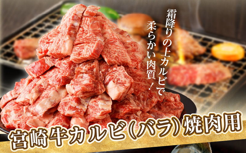 全部小分け真空パック!!「宮崎牛カルビ(バラ)焼肉用」計1.5kg 肉 牛 牛肉 おかず 国産_T041-0082