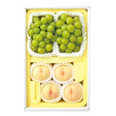 【天満屋選定品】岡山県産シャインマスカット2房(約1kg)・白桃4個(約1.1kg)【配送不可地域：離島・北海道・沖縄県】