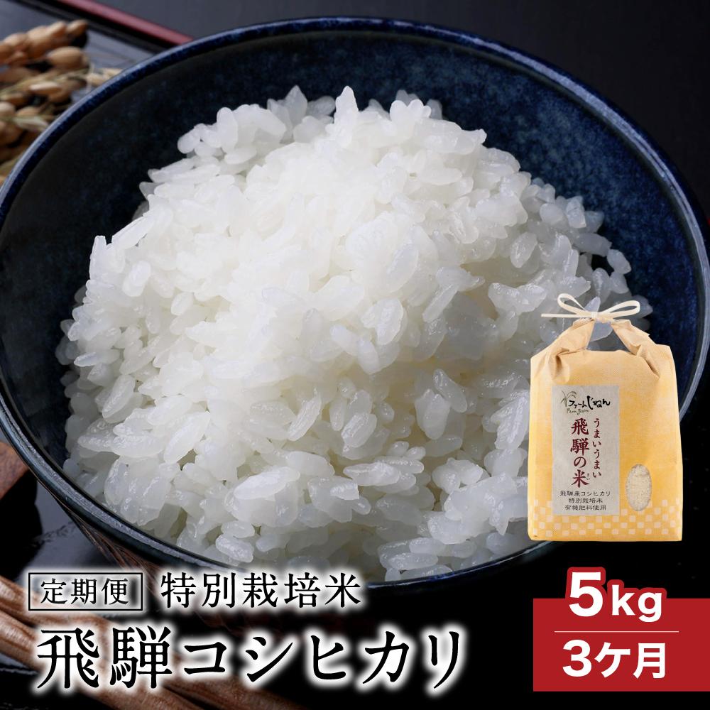 【ふるさと納税】 【定期便 3ヶ月】（全3回）令和7年産 新米 特別栽培米 飛騨コシヒカリ 「うまいうまい飛騨の米」5kg | 白米 お米 節減農薬米 のし対応 飛騨高山 ファームジネンいいむら GG100