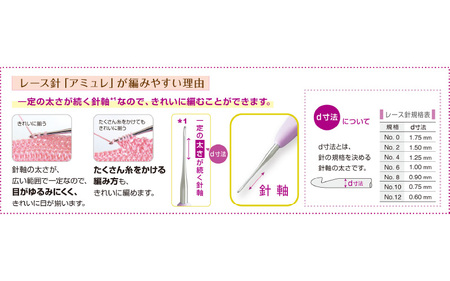 かぎ針アミュレ10サイズケース付きセット - 指にフィットする立体グリップで「編みやすい」「持ちやすい」を実現！