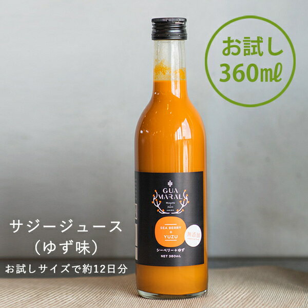 【ふるさと納税】サジー グアマラルサジー【お試し】サジー＋ゆず 360ml｜サジージュース サジー シーベリー 沙棘 グアマラル 健康ドリンク 健康 美容 栄養 果汁 鉄分補給 栄養補給 健康食品 ギフト 贈答 贈り物 プレゼント お祝 ご褒美 記念日 景品 飲み物 ドリンク _DX17