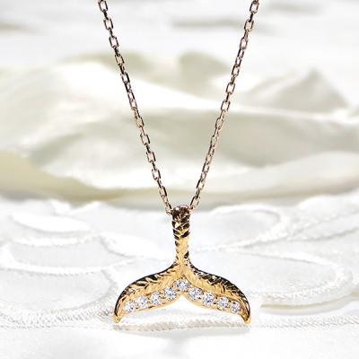 ふるさと納税 韮崎市 ネックレス K18YG イエローゴールド クジラ ダイヤ ハワイアン彫刻 【f204-k18yg】 |  | 03