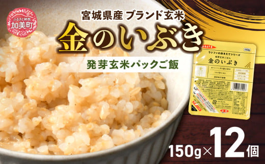 米 玄米 パックごはん 宮城県産「 金のいぶき 」発芽玄米 パックご飯 ( 150g × 12個 )  ＜ 宮城 ブランド 玄米 ＞ レトルト ごはん ご飯 レトルトごはん レンジ レンチン かんたん パックライス 簡単 お手軽 アウトドア キャンプ 備蓄 非常食セット 非常食 防災グッズ 保存食 常備 防災 | JA加美よつば 加美町  yo00005-r7