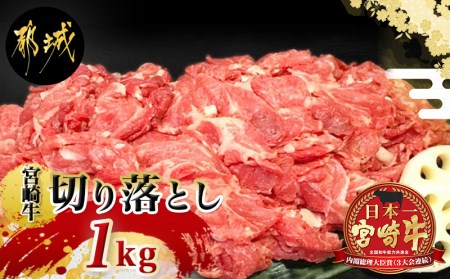 宮崎牛こま切り落とし1kg_18-4207_(都城市) 牛小間切落とし肉 (500g×2パック/計1キロ) 旨味たっぷり 赤身と甘い脂がバランスよく混ざった牛切り落とし肉 炒め物/煮込み料理にも