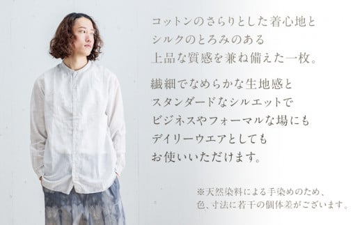 手染めシルクコットン切替シャツ サイズ1 LIGHT GRAY（薄墨染）　AO032