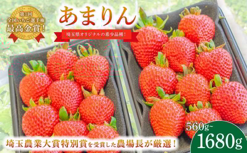 
            いちご あまりん 選べる容量 560g 1120g 1680g 苺 イチゴ ストロベリー 産地直送 ご当地 果物 くだもの フルーツ デザート 食品 冷蔵 げんき農場 埼玉県 羽生市
          