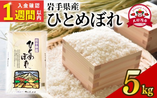 【スピード発送】 ひとめぼれ 精米 5kg 単品 1回 白米 米 お米 こめ コメ ライス ご飯 ごはん 岩手県 岩手県産 大船渡市 大船渡