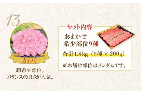 佐賀牛希少部位 おまかせ9種堪能セット1800g 合計1.8kg （9種×200g）吉野ヶ里町/ミートフーズ華松 ブランド牛 熟成 高級 和牛霜降り 艶さし BMS7以上 焼肉 セット [FAY042