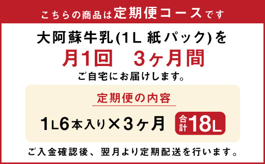 【3ヶ月定期便】 大阿蘇牛乳 1L×6本 らくのうマザーズ 新鮮 牛乳