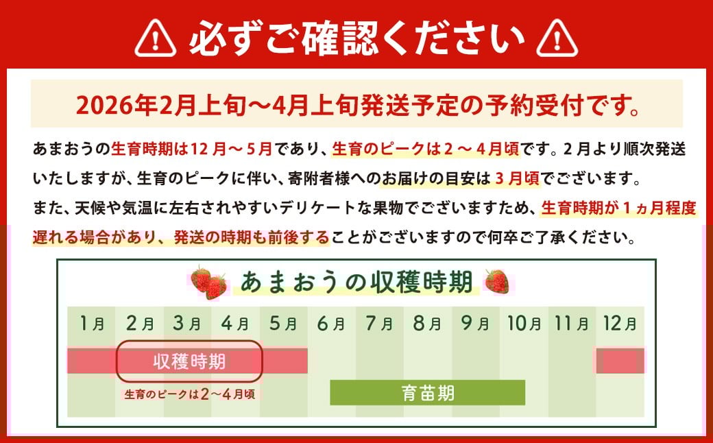 【数量限定】【2026年2月上旬～4月上旬発送予定】福岡県産 あまおう 270g×2パック