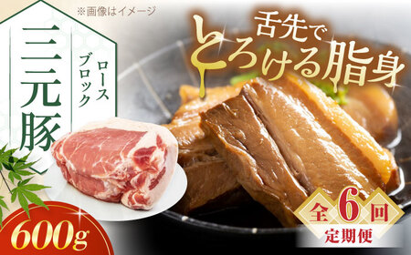 【全6回定期便】三元豚 ロースブロック600g《喜茂別町》【平田牧場】 肉 豚肉 ロース ブロック ローストポーク 煮豚 酢豚 煮物 冷凍配送[AJAP096]