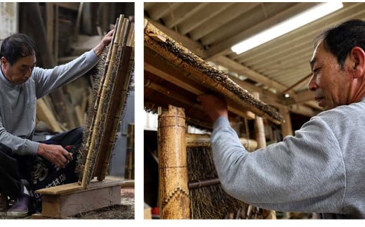 竹垣（虎竹片袖垣枝屋根付）幅60cm 竹製品 インテリア DIY ガーデニング 置物 工芸 和風 TT113