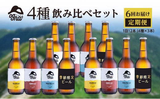 
【6回お届け定期便／奇数月発送】南信州ビールOgna「12本4種飲み比べセット×6回」[№5659-1545]
