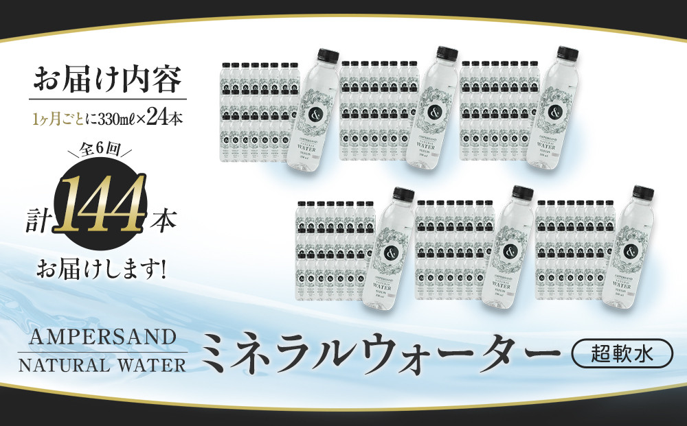 ＜６ヶ月連続お届け 定期便＞ AMPERSAND NATURAL WATER 330ml×24本（ミネラルウォーター）｜ 水 超軟水