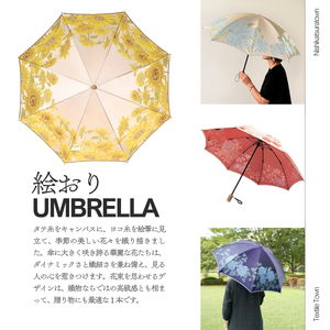 高級織物傘【婦人折りたたみ傘】 絵おり バラとぶどう ネイビー まるで花束のように季節の花を楽しめる晴雨兼用傘 ／折り畳み 雨具 雨傘 日傘 UVカット 和色  8本骨 手開き UV加工 送料無料 山