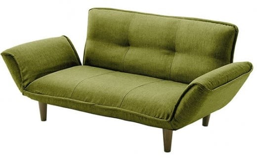 和楽カウチソファ2P　A01タスクグリーン ／ 家具 カウチソファ 2人掛け ソファー 椅子 リクライニング ポケットコイル搭載 コンパクト 日本製 ごろ寝 インテリア おしゃれ 神奈川県 No.536