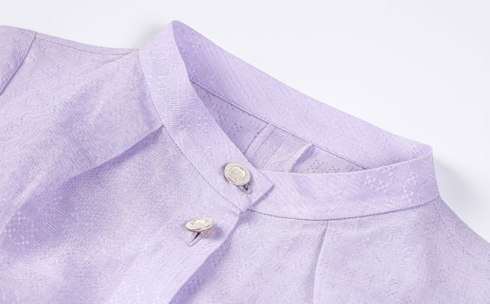 サマーシャツ（パープル / レディース）琉球織物 両面浮花織 ファッション フォーマル カジュアル 冠婚葬祭 / 沖縄市 FABRIC SHOP MINAMI [BCCS011]