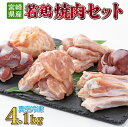 【ふるさと納税】若鶏焼肉4.1kgセット 真空パック カット済 小分け 肉 切身 鶏肉セット 若鶏 もも切身 小肉 肩肉 チキンリブ 砂肝 肝 冷凍 料理 おかず BBQ おすすめ 宮崎県産 国産 送料無料【TRT09】