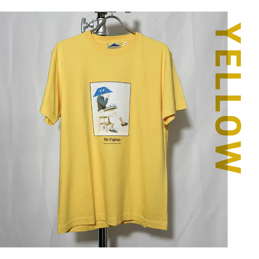 Tシャツ 半袖 YELLOW Ｌサイズ 綿100％ 「 OvO Fuji san Tee 」 ユニセックス カジュアル ファッション 黄色 イエロー 富士山