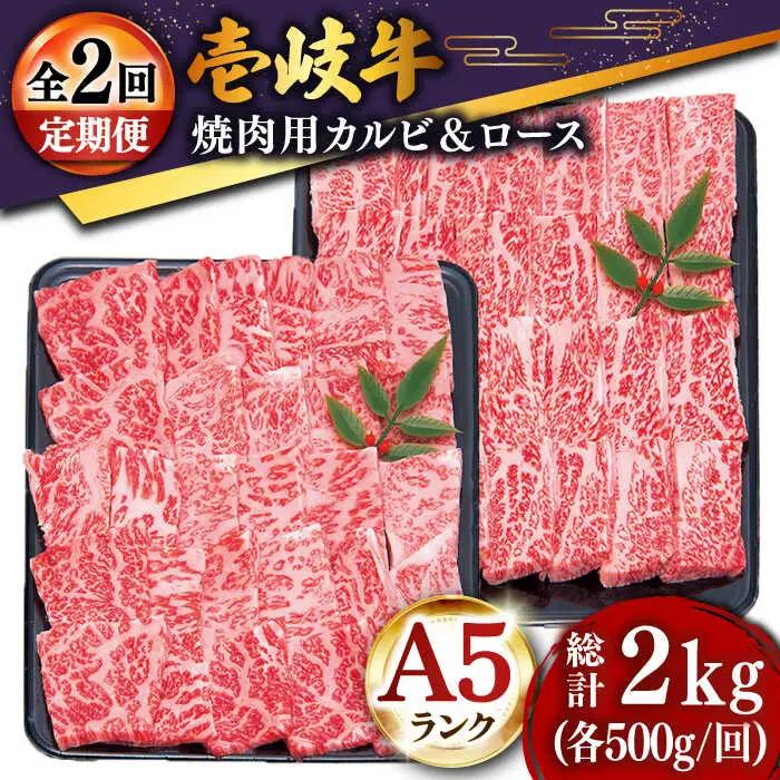 【全2回定期便】壱岐牛焼き肉セット2（ロース 500g・カルビ 500g） [JDD038]