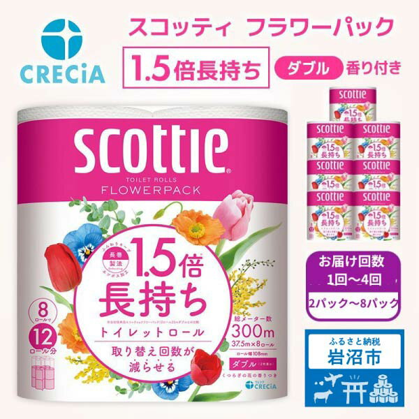スコッティ フラワーパック 1.5倍巻き8ロール ダブル