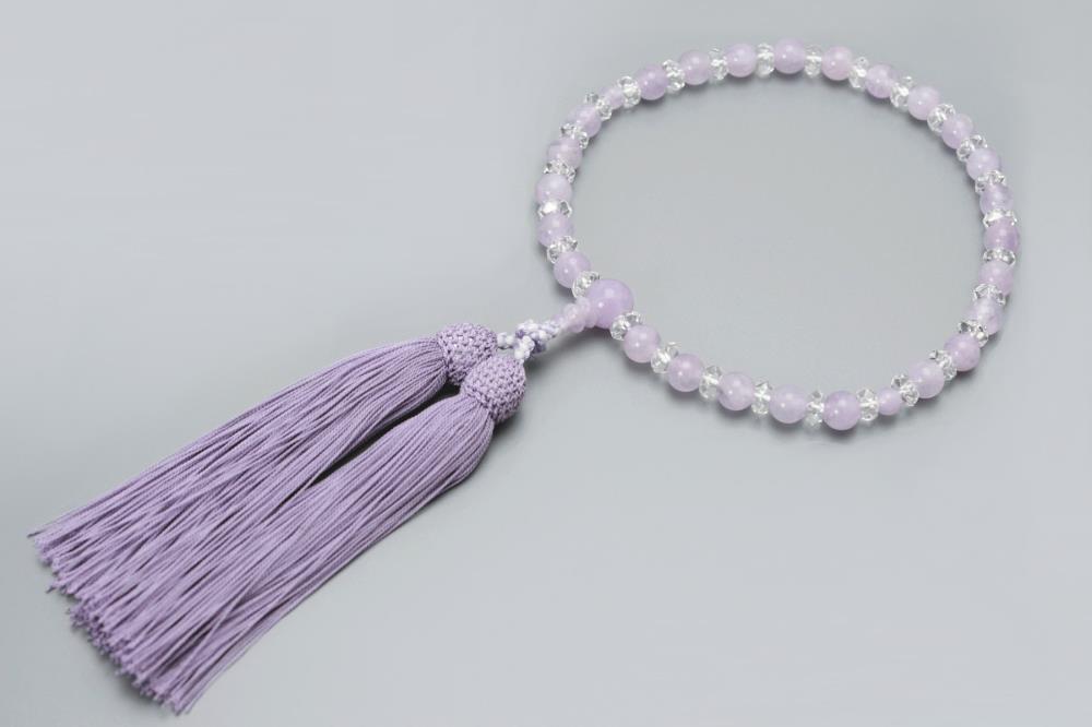 【京念珠】数珠 藤雲石 7mm玉 正絹松風頭房〈数珠袋付き〉｜土屋念珠店 女性用 レディース 念珠 略式 3733［ 京都 念珠 珠数 京念珠 仏具 人気 おすすめ お取り寄せ 通販 送料無料 ふるさと納税 ］ 261009_B-FR72