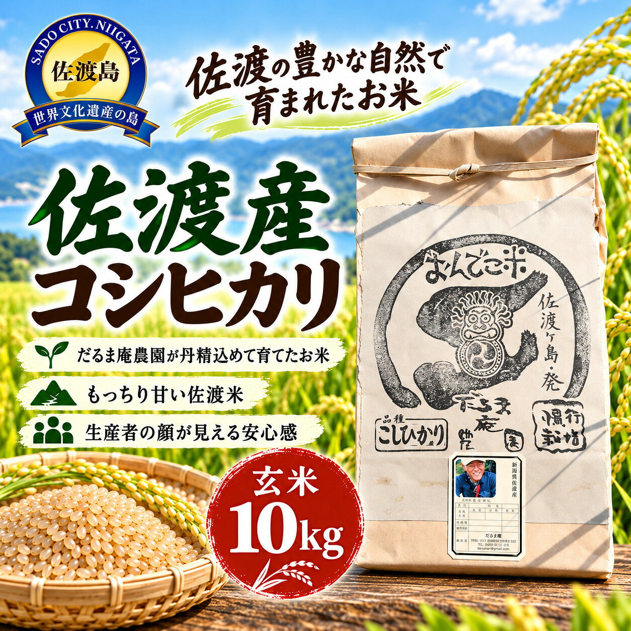 【ふるさと納税】【令和8年産】佐渡産コシヒカリ玄米10キロ