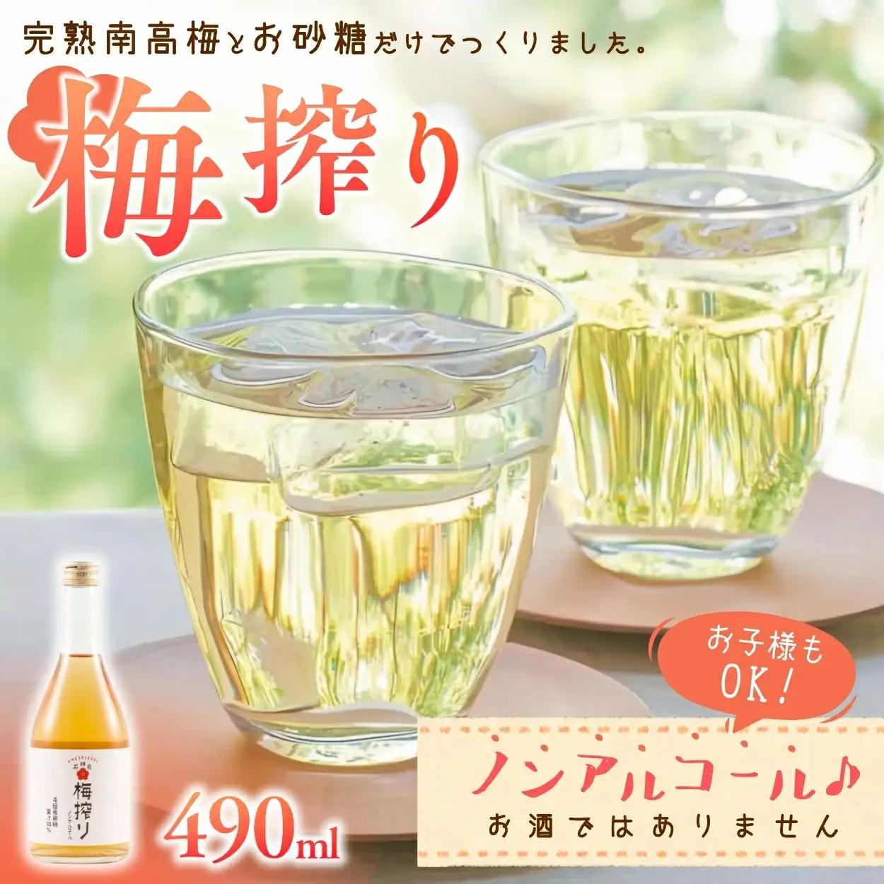 梅搾り（ノンアルコール）490ml / 紀州南高梅 梅干し 梅干 梅 うめ 梅ジュース 和歌山 田辺市 炭酸割り 紀州産 南高梅 完熟梅【isg027-1】