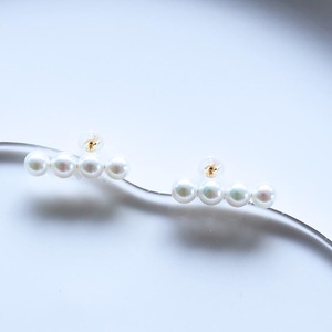 【真珠】 ラインピアス 5-6 ミリ ４粒タイプ ピアス K18YG