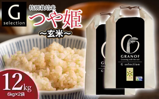 【令和7年産先行予約】 特別栽培米 Gセレクション つや姫 【玄米】 12kg (6kg×2袋) 山形県鶴岡市産　株式会社グラノフ