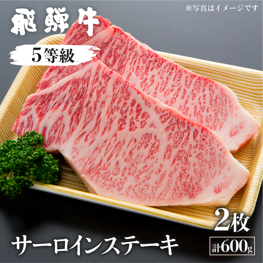 飛騨牛 サーロインステーキ 5等級 A5 計600g(2枚)（真空パック）ステーキ 牛肉 和牛 肉の沖村 【ごちそう】 贅沢飛騨牛 F0044xc