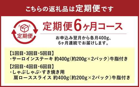 【定期便6か月】岡山 黒毛和牛 美星牛 A4等級以上 牛脂付き 6か月定期便 合計約2400g 生産者直送便 美星町 美星牧場 定期便【黒毛和牛 肉 牛 岡山県 倉敷市 おすすめ 人気】