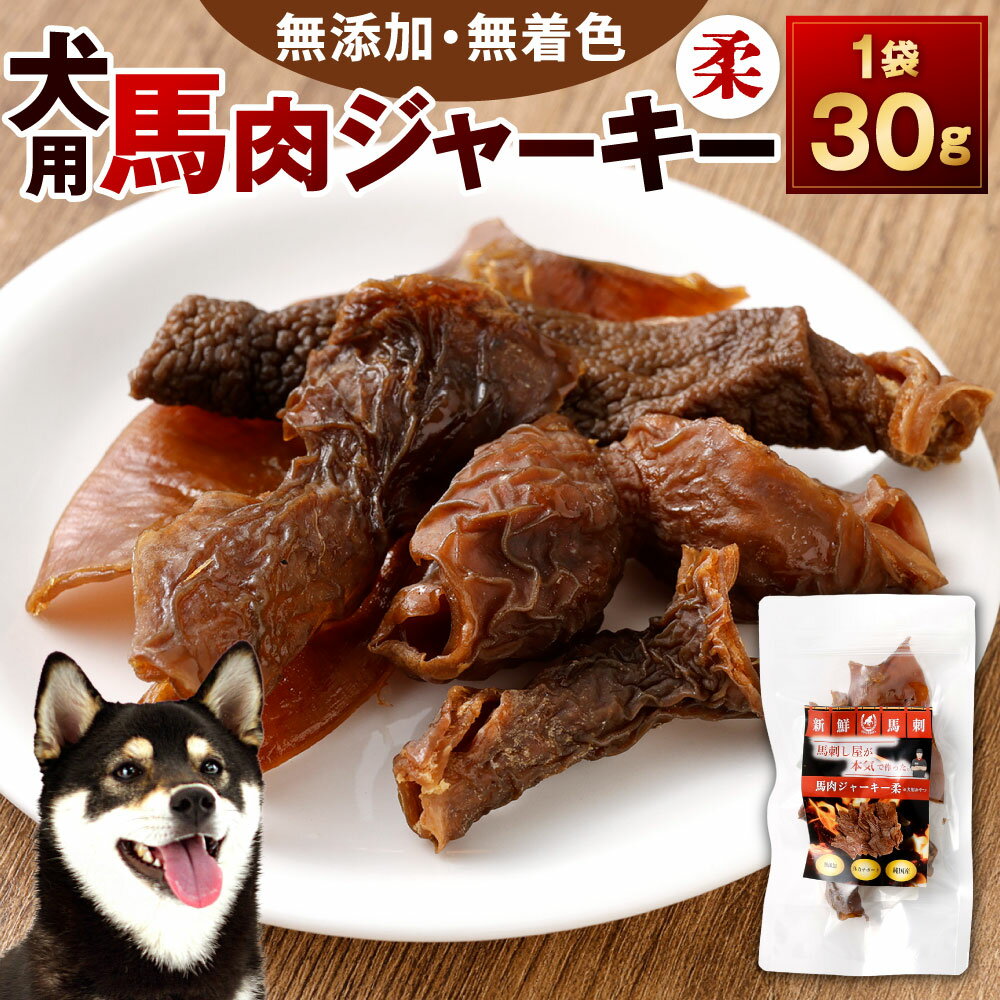 【ふるさと納税】犬用 馬肉ジャーキー（柔） 1袋30g 馬肉 ジャーキー 犬用おやつ 無添加 高たんぱく 無着色 馬 低脂肪 ヘルシー 馬ホルモン肉 ドッグ ワンちゃん シニア犬 成犬 鉄分 ミネラル 柔らかめ しつけ ご褒美 ペット