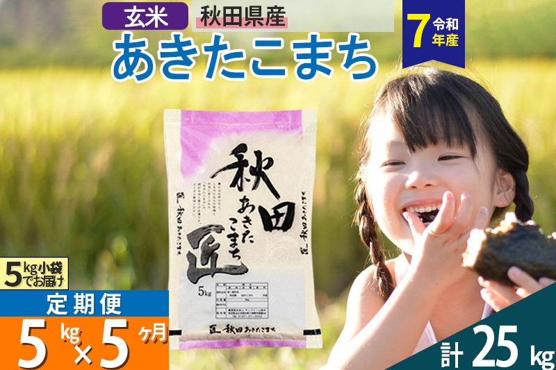 【玄米】＜令和7年産＞ 《定期便5ヶ月》秋田県産 あきたこまち 5kg (5kg×1袋)×5回 5キロ お米 匠 |02_snk-020305s