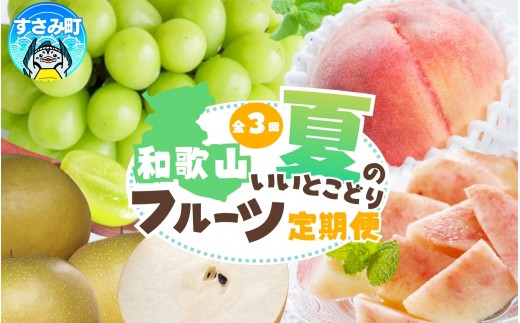 
                  【３回定期便】【7月・8月・9月発送 / 発送月固定】フルーツ定期便 旬のフルーツセット / 桃 梨 シャインマスカット / 和歌山県の夏の人気フルーツ/フルーツ 定期便 ふるーつ定期便 フルーツ詰め合わせ 果物定期便 セット / 桃 もも モモ 梨 なし ナシ マスカット シャインマスカット / 夏フルーツ / 秋フルーツ / 和歌山県産 すさみ町【tkb429】 
                