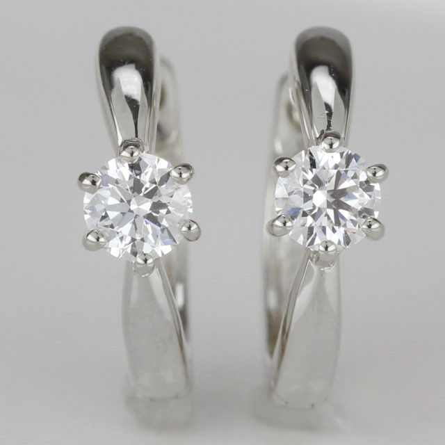 Pt900 ダイヤモンド 一粒石 フープピアス eo634pt