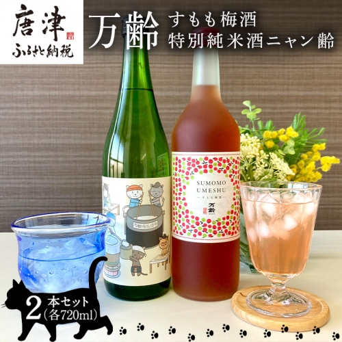 万齢すもも梅酒 720ml 1本 特別純米酒ニャン齢720ml 1本 唐津産すもも使用果肉入り 無添加 女性に人気 猫好き セット  「2023年 令和5年」