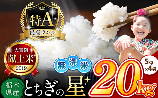 栃木県産 とちぎの星 無洗米 20kg |  お米 米 こめ おにぎり ごはん ご飯 令和6年産 栃木県 真岡市 ブランド米 栃木県共通返礼品