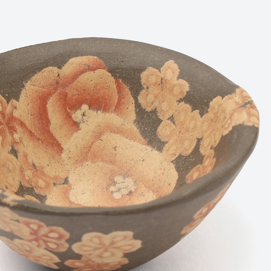 ＜伊藤赤水＞五代赤水　無名異練上花紋酒ワン（限定1点）